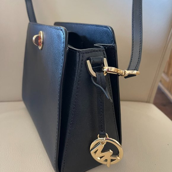 Black Leather Michael Kors Cross Body Purse - Picture 5 of 6